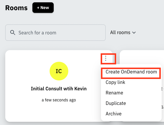 Create OnDemand room