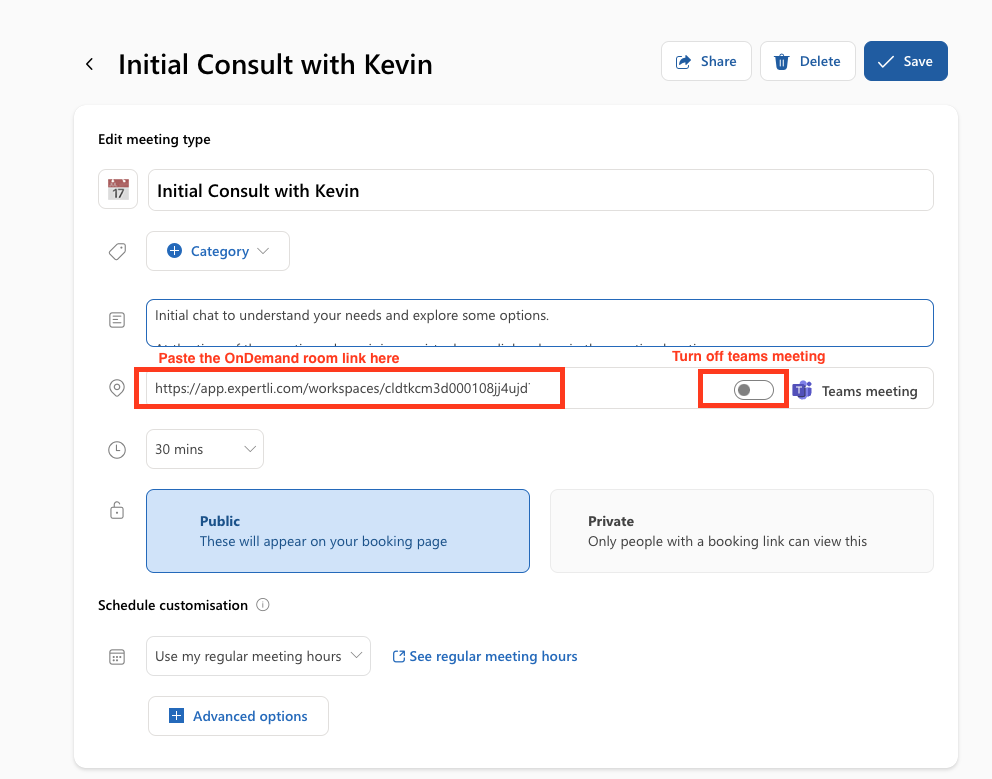 MS Bookings setup