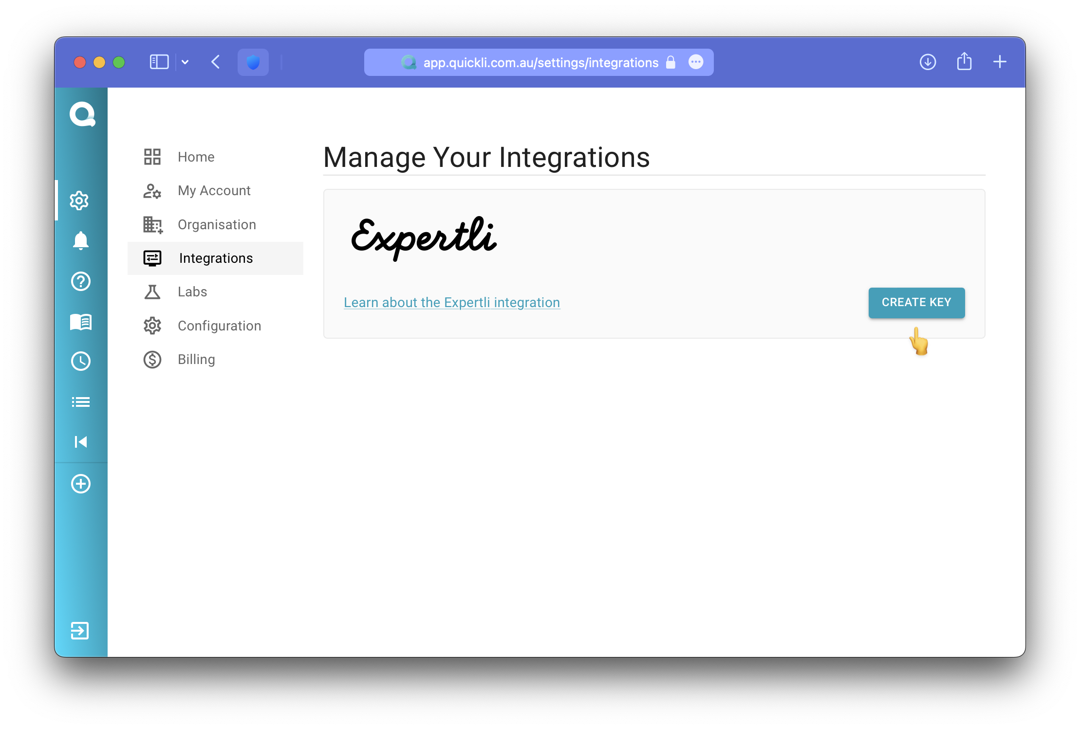 Generate new key for Expertli